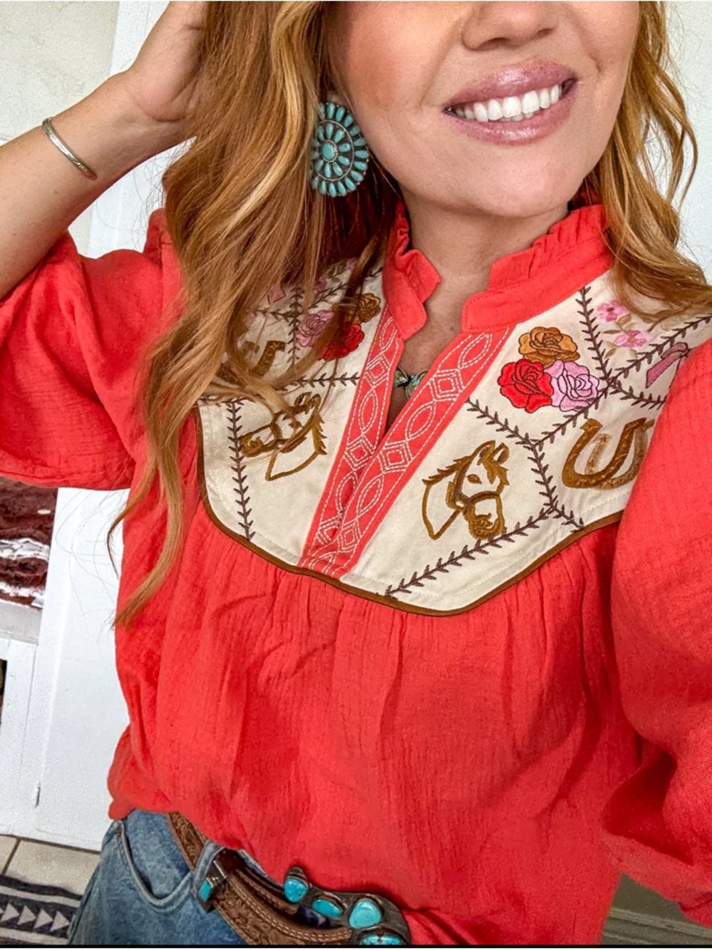 The Fringed Pineapple Lucky Cowgirl Puff Sleeves Blouse